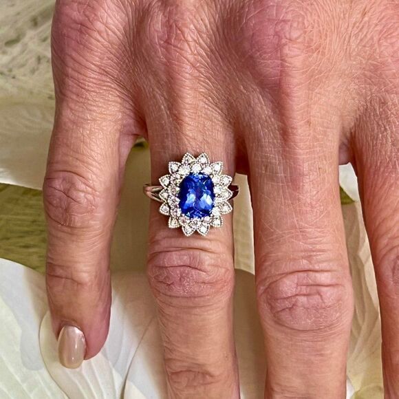 Natural Tanzanite Diamond Ring 6.5 14k W Gold 2.61 TCW Certified $4,950 217842 - Picture 12 of 16